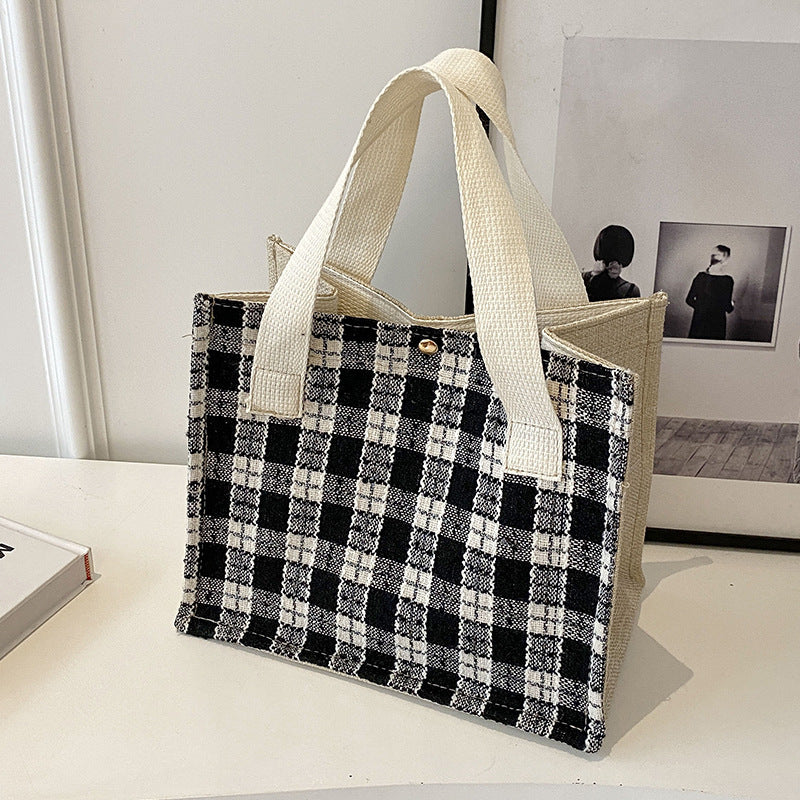 Checkered Fabric Tote Bag