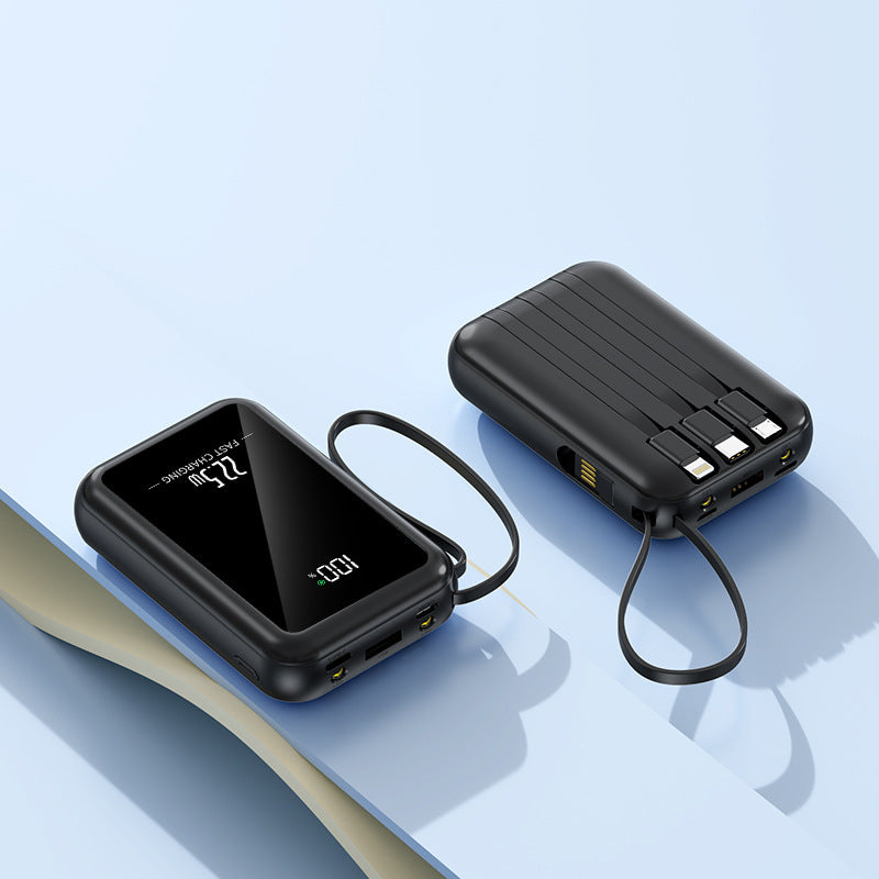 Portable power bank with integrated digital display and versatile cable system Stornfield
