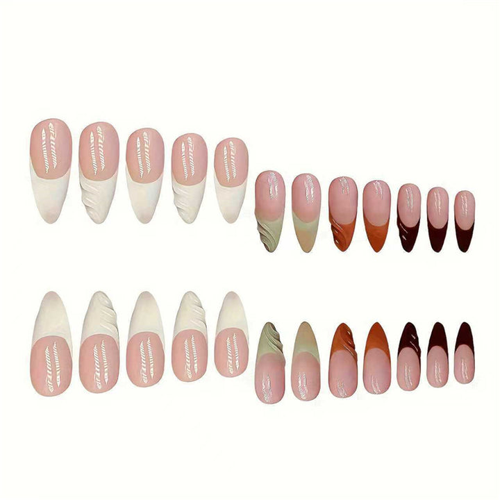 Artistic French Tip Press-On Nails with Curved Design Stornfield