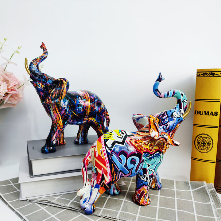 Creative elephant figurine with colorful design Stornfield