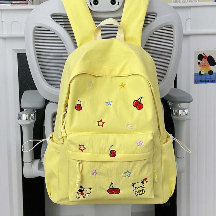 Playful Character Embroidered School Backpack Stornfield