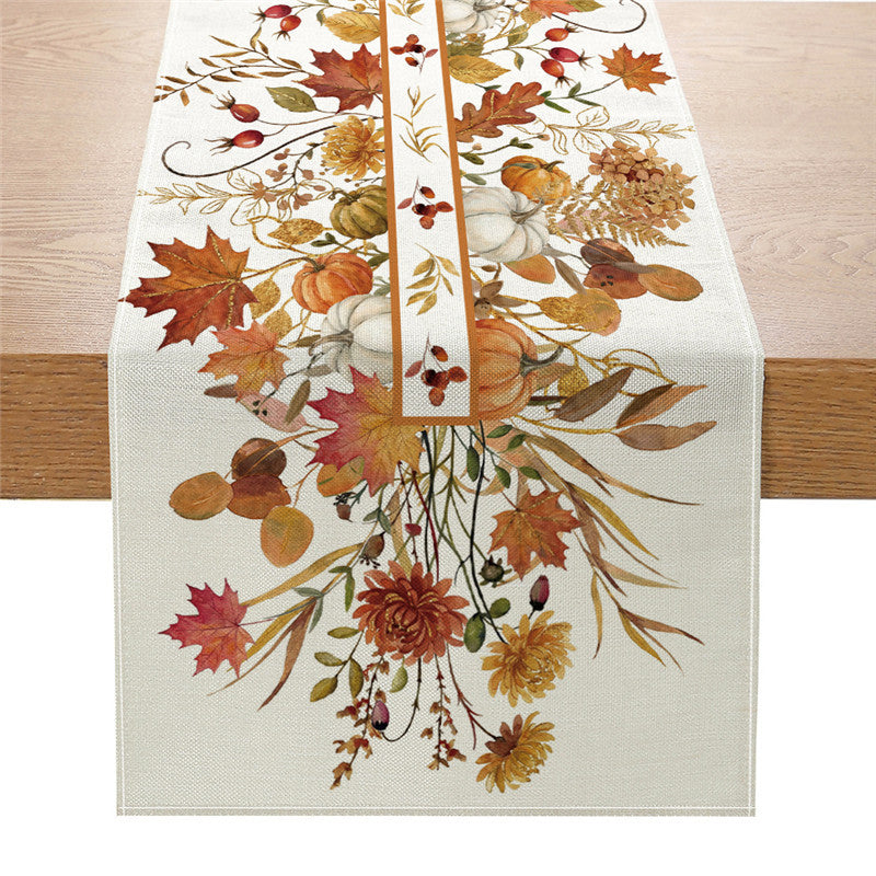 Autumn Football Print Cotton-Linen Table Runner