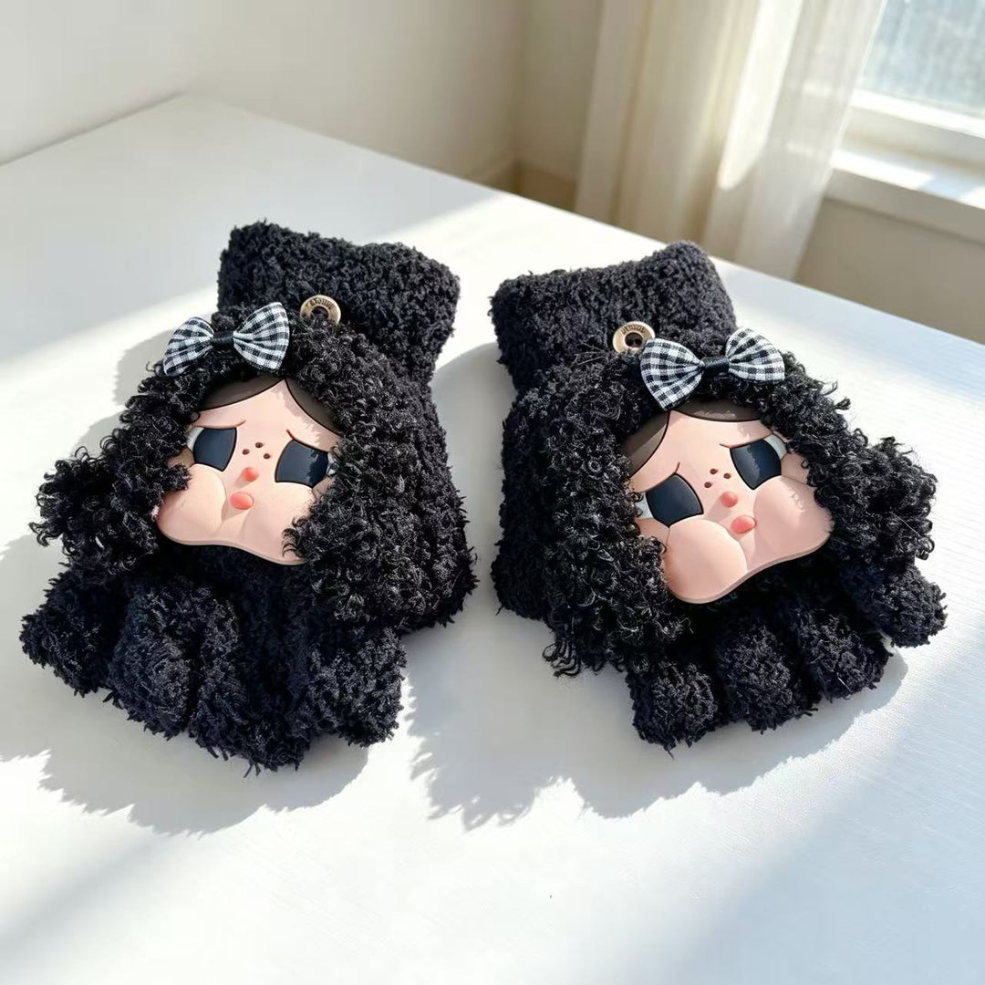 Cute Plush Character Fingerless Gloves Stornfield