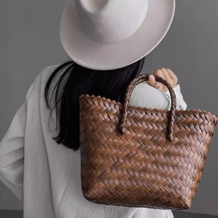 Bamboo Handle Bag Made of Braided Material Stornfield