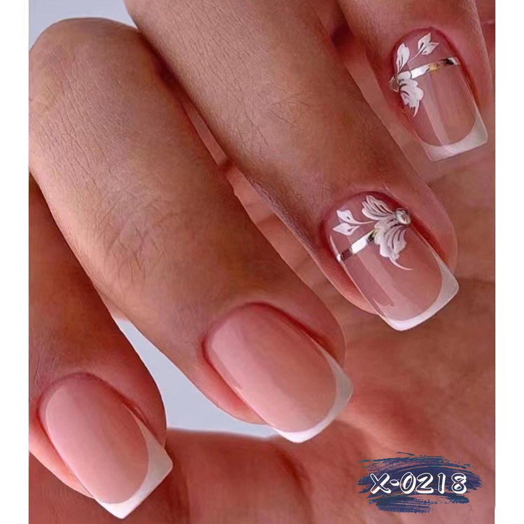 Elegant French Tip Floral Nail Art Kit