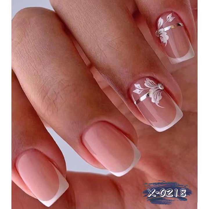 Elegant French Tip Floral Nail Art Kit