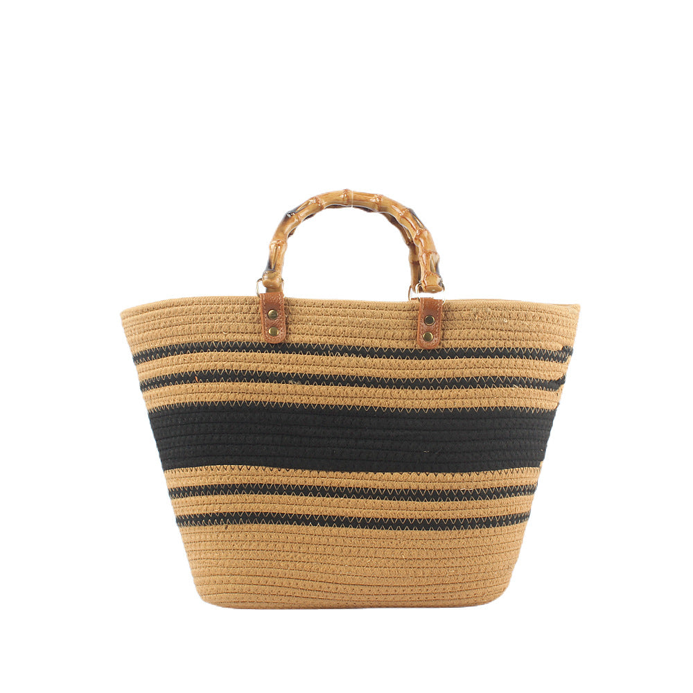 Stylish beach bag with bamboo handles Stornfield