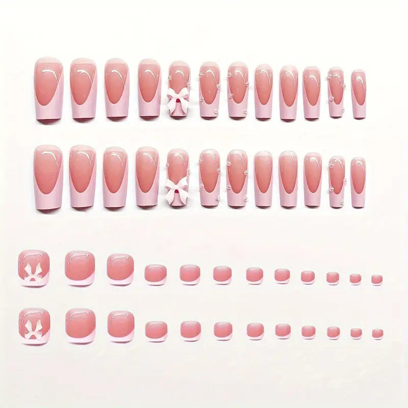 Decorative Bow-Embellished Press-On Nail Art Stornfield