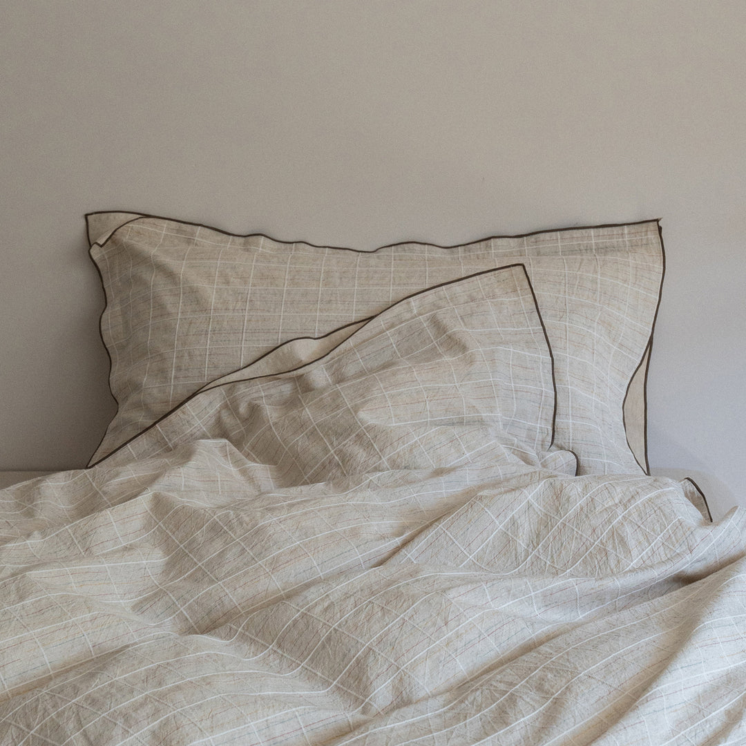Linen Duvet Cover Set with Contrast Piping