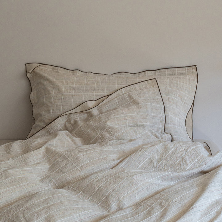 Linen Duvet Cover Set with Contrast Piping