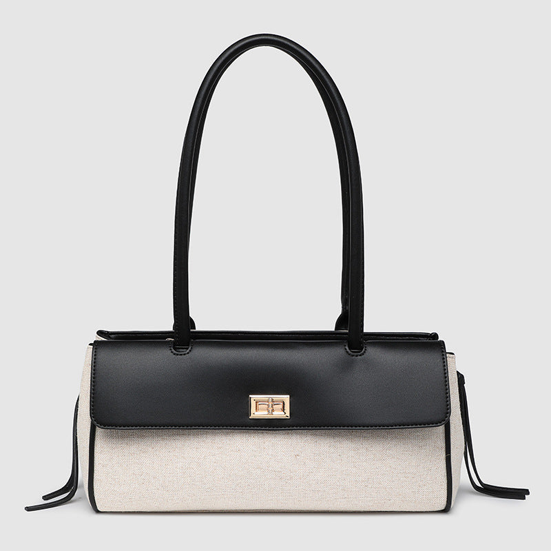 Stylish Straw and Leather Handbag