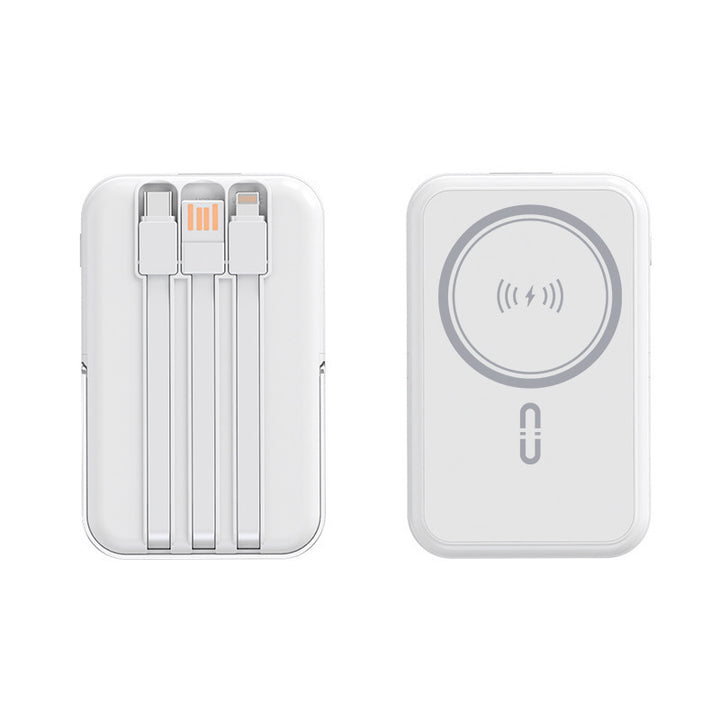 Portable power bank with integrated cable function and wireless charging option Stornfield