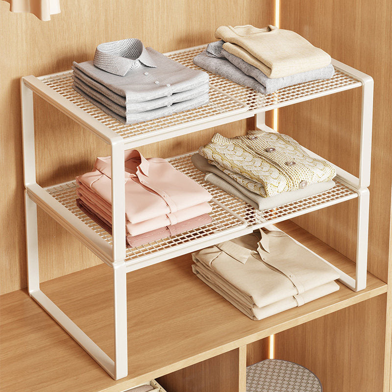 Expandable Metal Closet Shelf Riser and Stackable Wardrobe Organizer