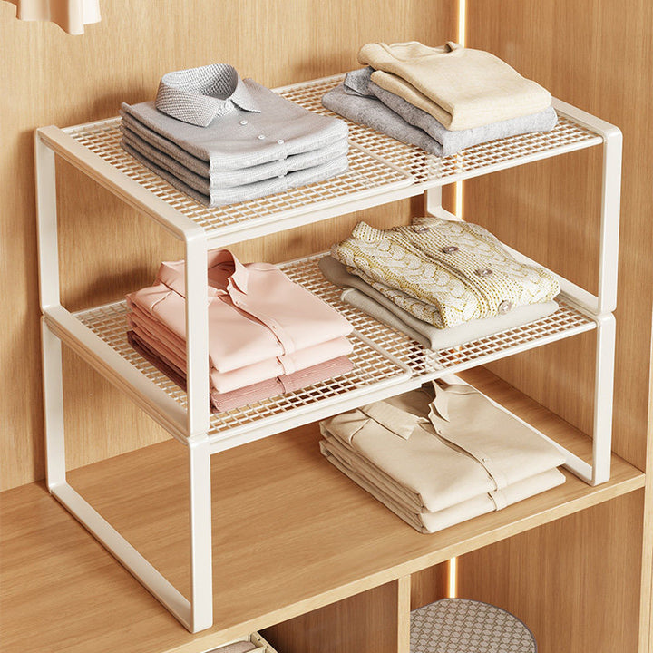 Expandable Metal Closet Shelf Riser and Stackable Wardrobe Organizer