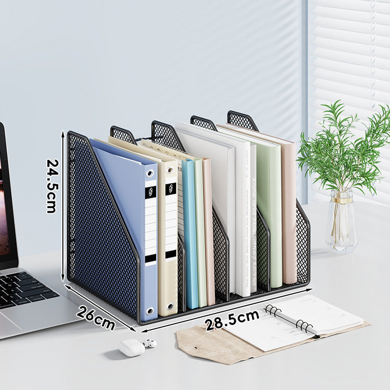 Mesh Desktop Vertical File and Folder Organizer Rack with Wide Slots and Non-Slip Base