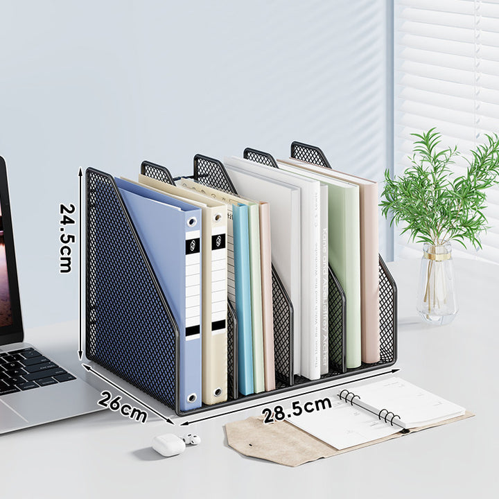 Mesh Desktop Vertical File and Folder Organizer Rack with Wide Slots and Non-Slip Base