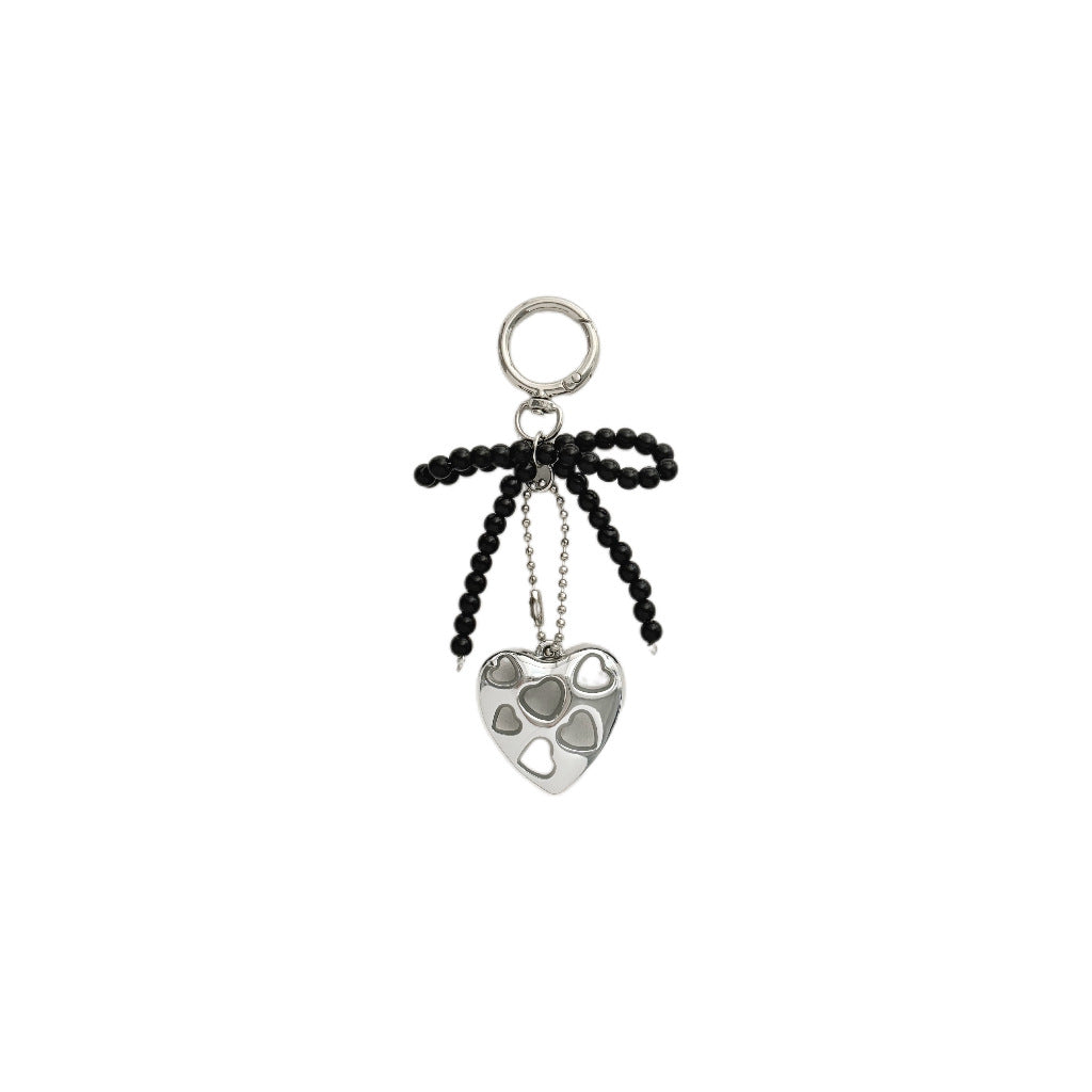 Heart-Shaped Charm Keychain with Beaded Bow Stornfield