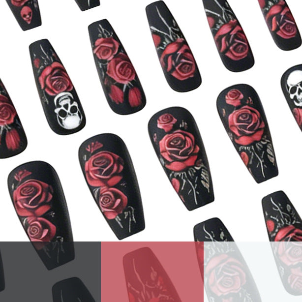 Artistic Skull and Rose Nail Art Design Stornfield