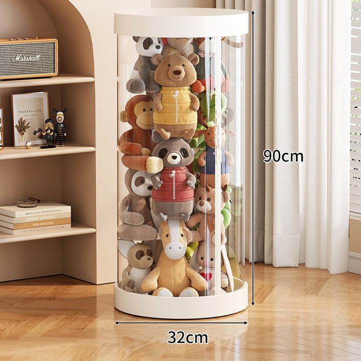 Tall Transparent Cylindrical Plush Toy Display & Storage Tower