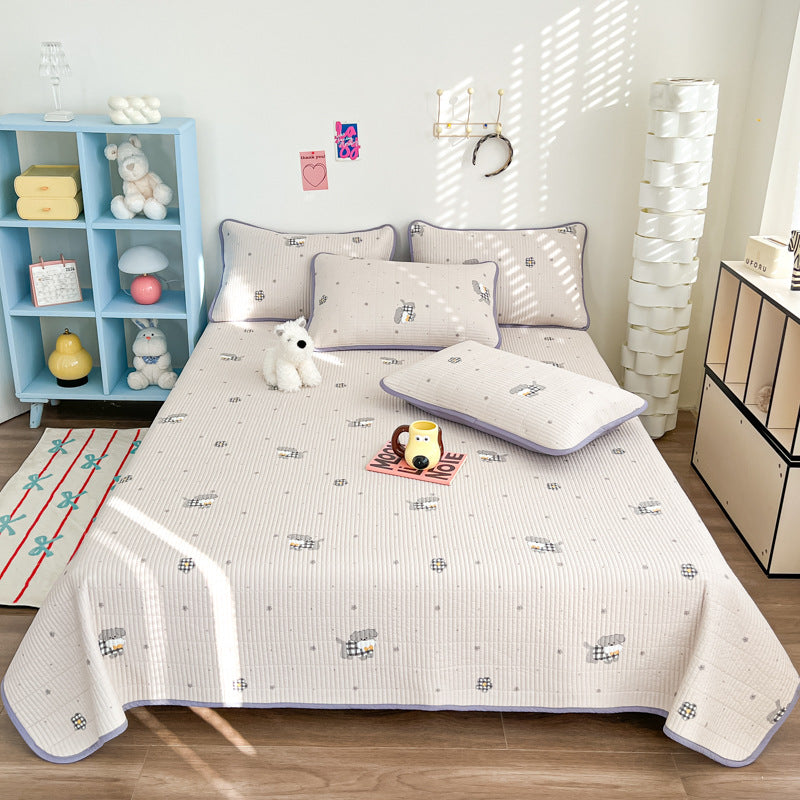 Lightweight Quilted Floral Bedspread Set with Piped Edge and Matching Pillow Shams