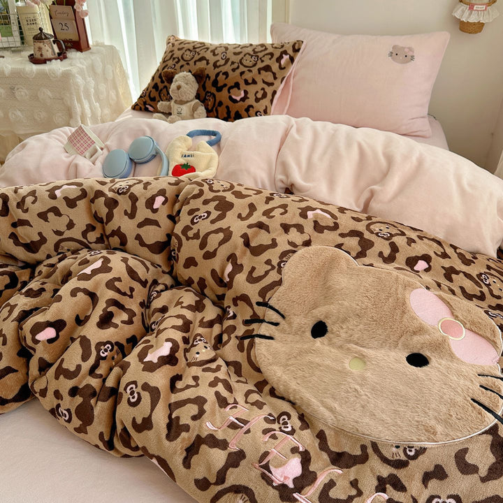 Plush Cartoon-Themed Duvet Cover Set