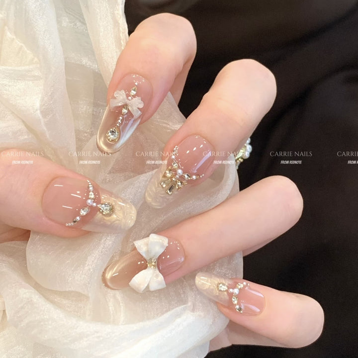 Elegant Rhinestone Press-On Nail Set Stornfield