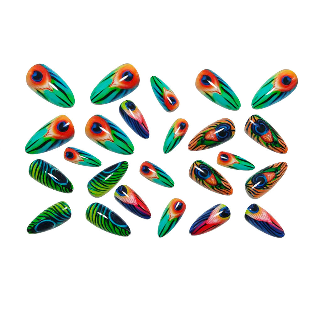 Artificial nails with artistic peacock pattern Stornfield