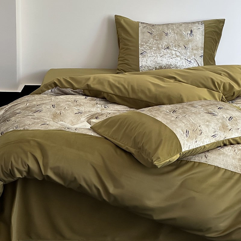 Luxurious bedding set with silk matte finish and butterfly jacquard