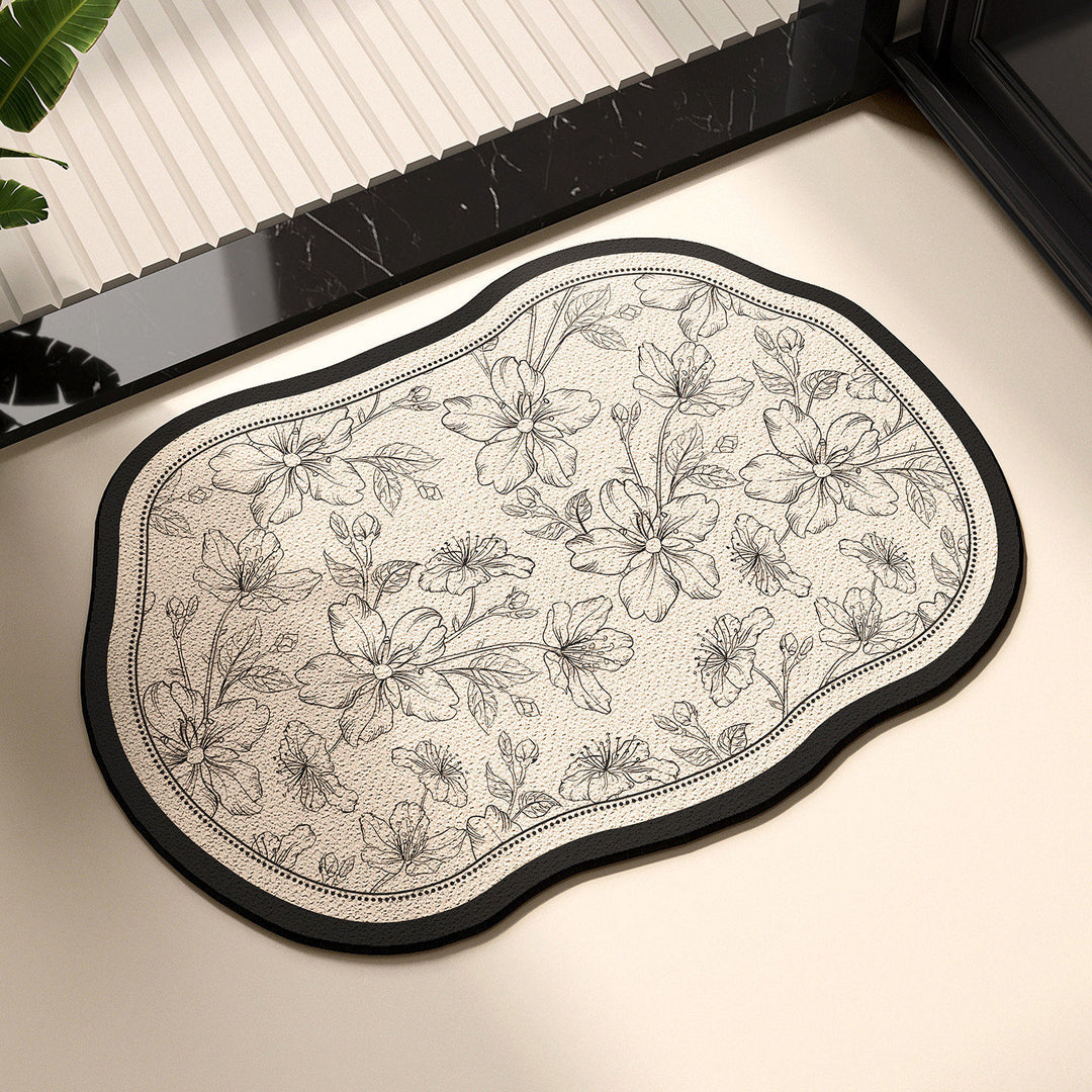 Elegant Floral Print Kitchen Mat