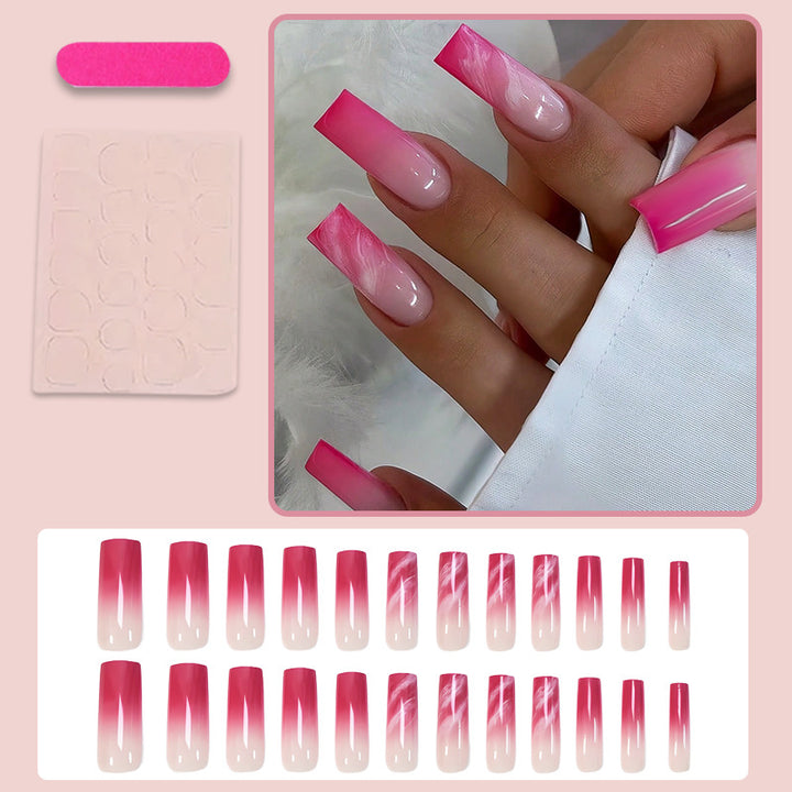 Artificial nail set with elegant ombre and glitter accents Stornfield