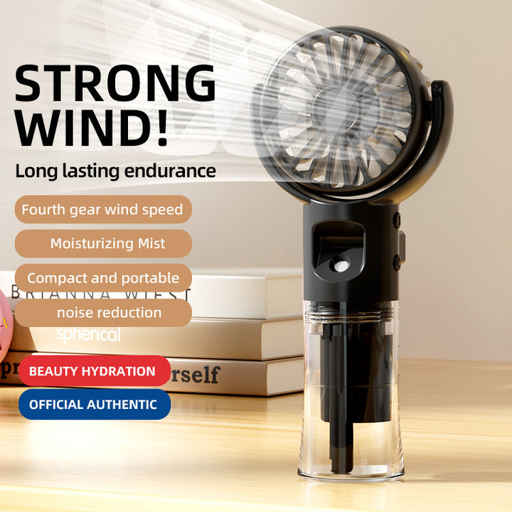 Cooling handheld misting fan with quiet brushless motor and detachable transparent water reservoir Stornfield