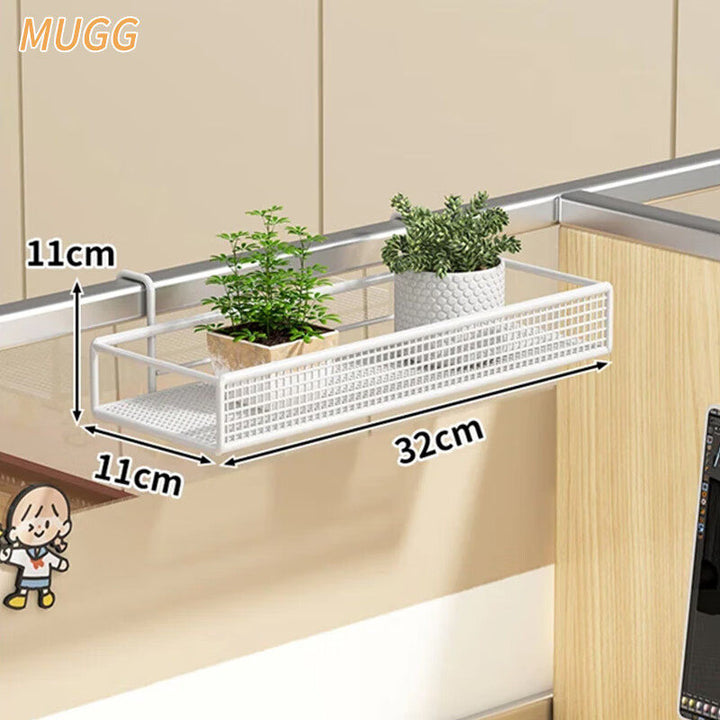 Over-Partition Mesh Hanging Shelf Organizer for Desk Cubicle with Metal Hooks