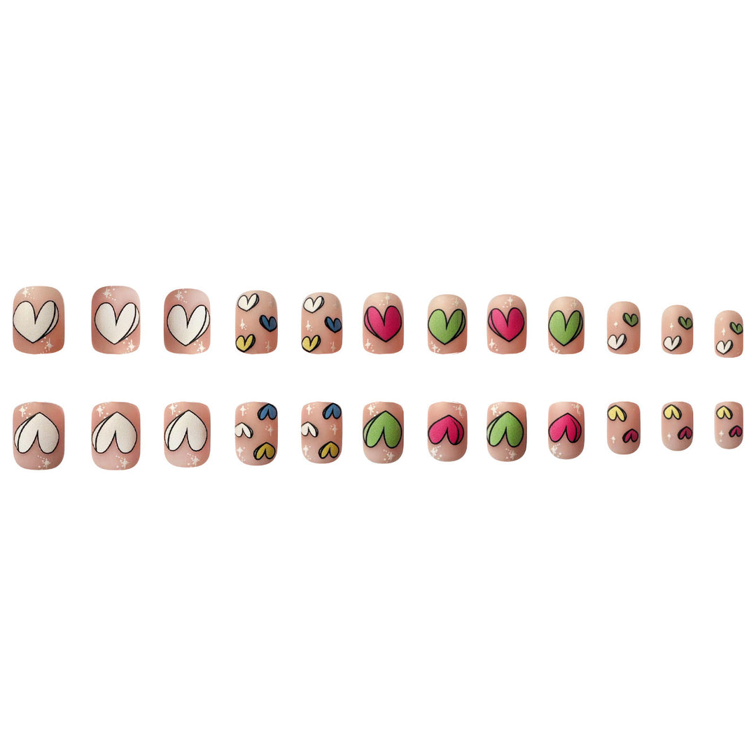 Artificial nail set with playful heart patterns Stornfield