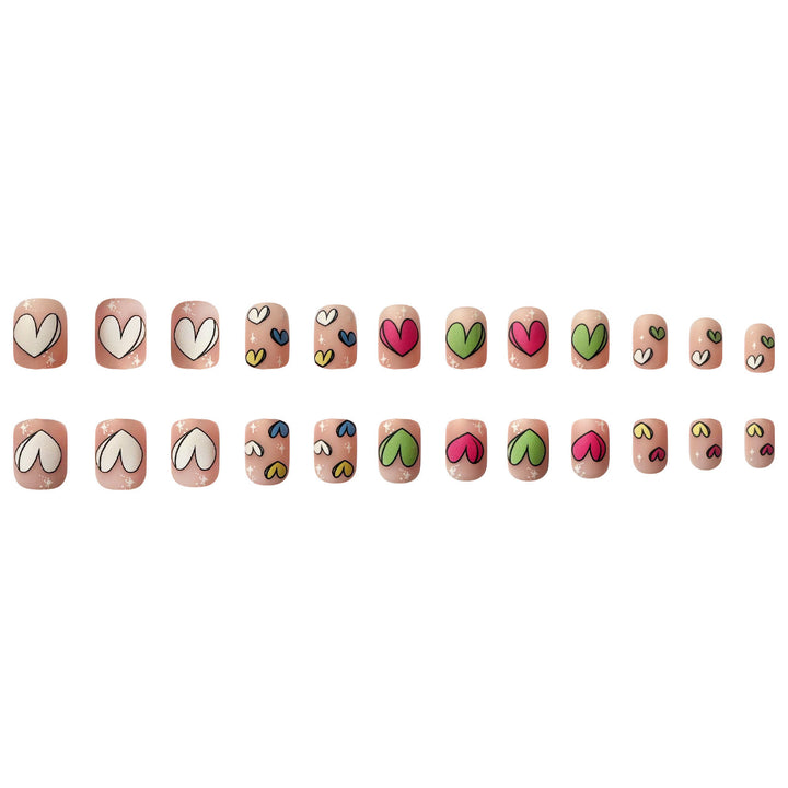 Artificial nail set with playful heart patterns Stornfield