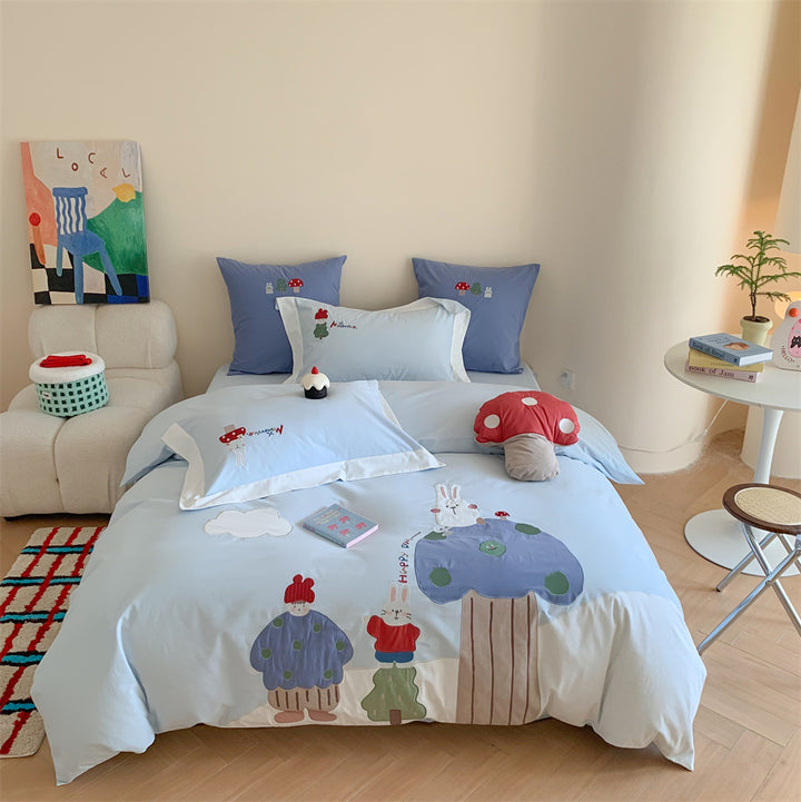 Children's Travel-Themed Cotton Percale Duvet Cover Bedding Set