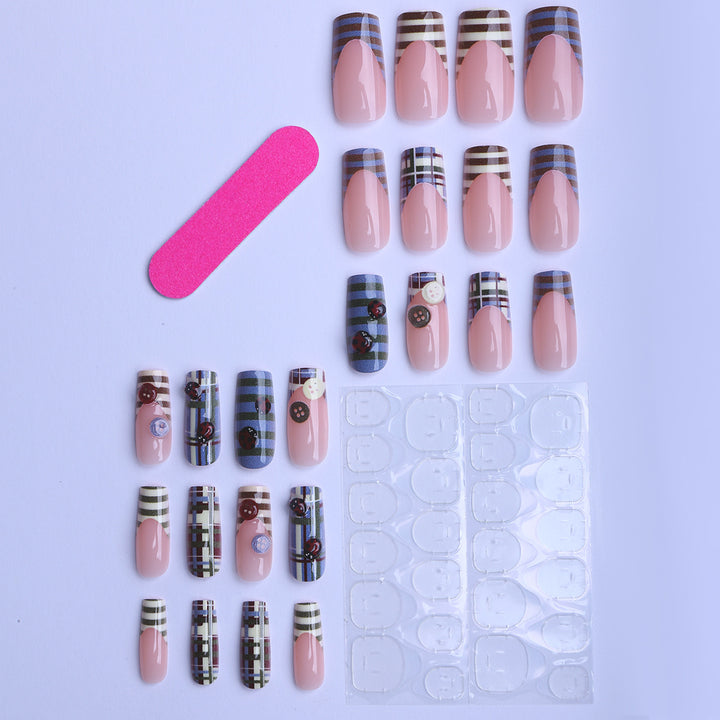 Artificial fingernails with trendy checked pattern Stornfield