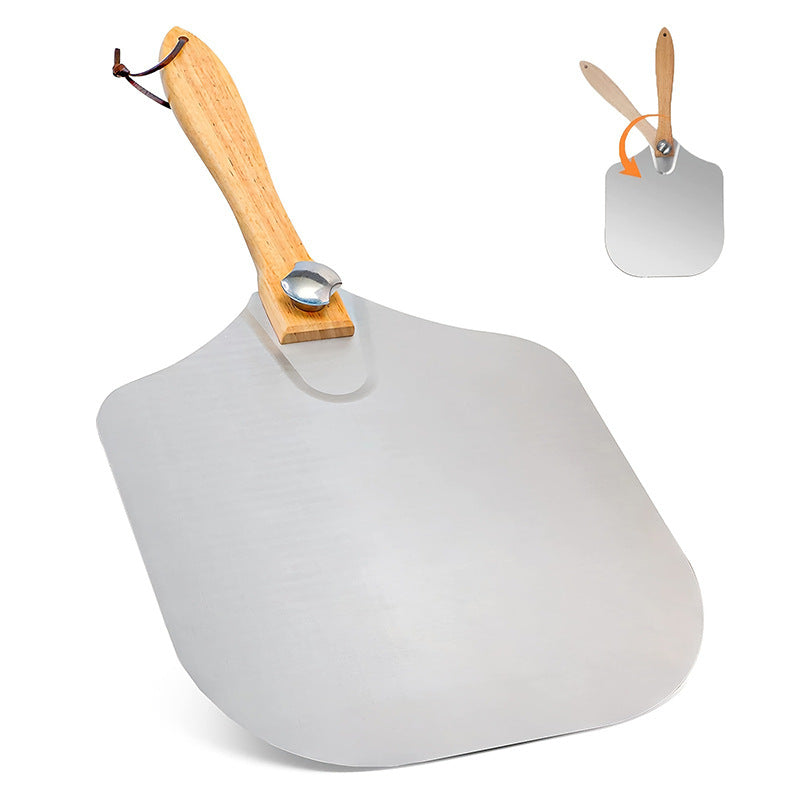 professional pizza peel set with foldable stainless steel shovel ergonomic wooden handle pizza cutter rocker and bench scraper Stornfield