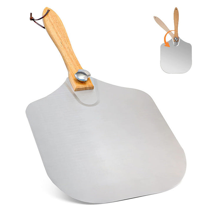 professional pizza peel set with foldable stainless steel shovel ergonomic wooden handle pizza cutter rocker and bench scraper Stornfield