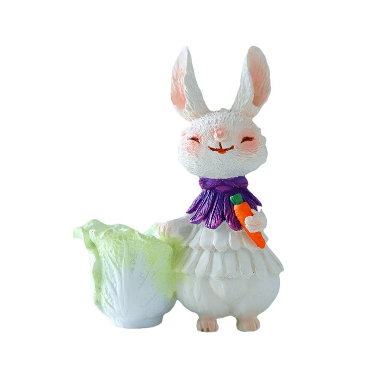 Adorable Rabbit Figurine with Lettuce Planter Stornfield