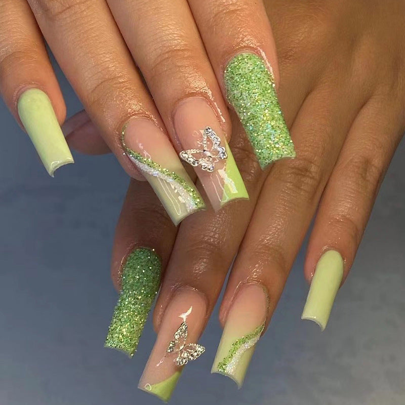 Glittering artificial nails with butterfly design Stornfield