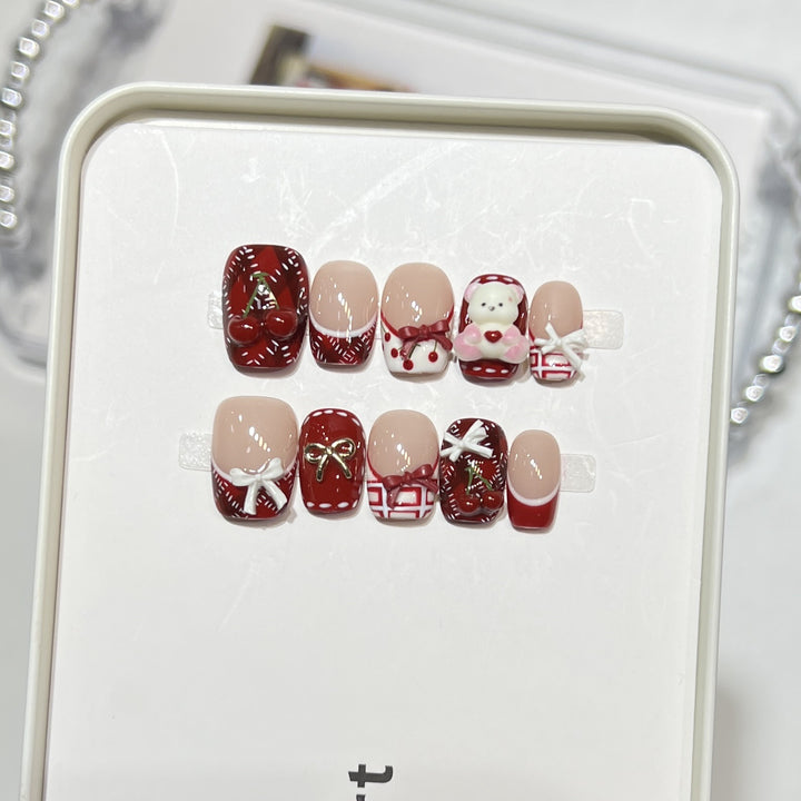 Whimsical Dessert-Themed Press-On Nail Art Set Stornfield
