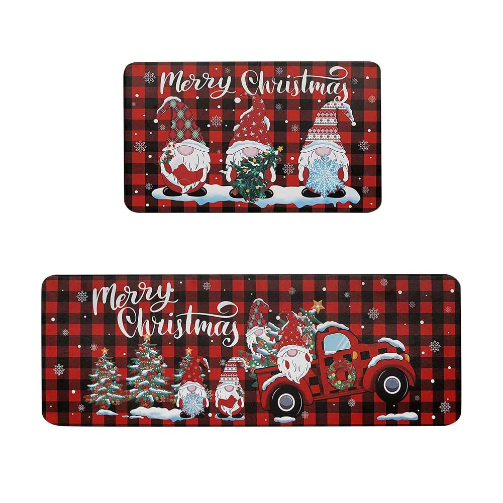 Festive Christmas-Themed Kitchen Mat Set
