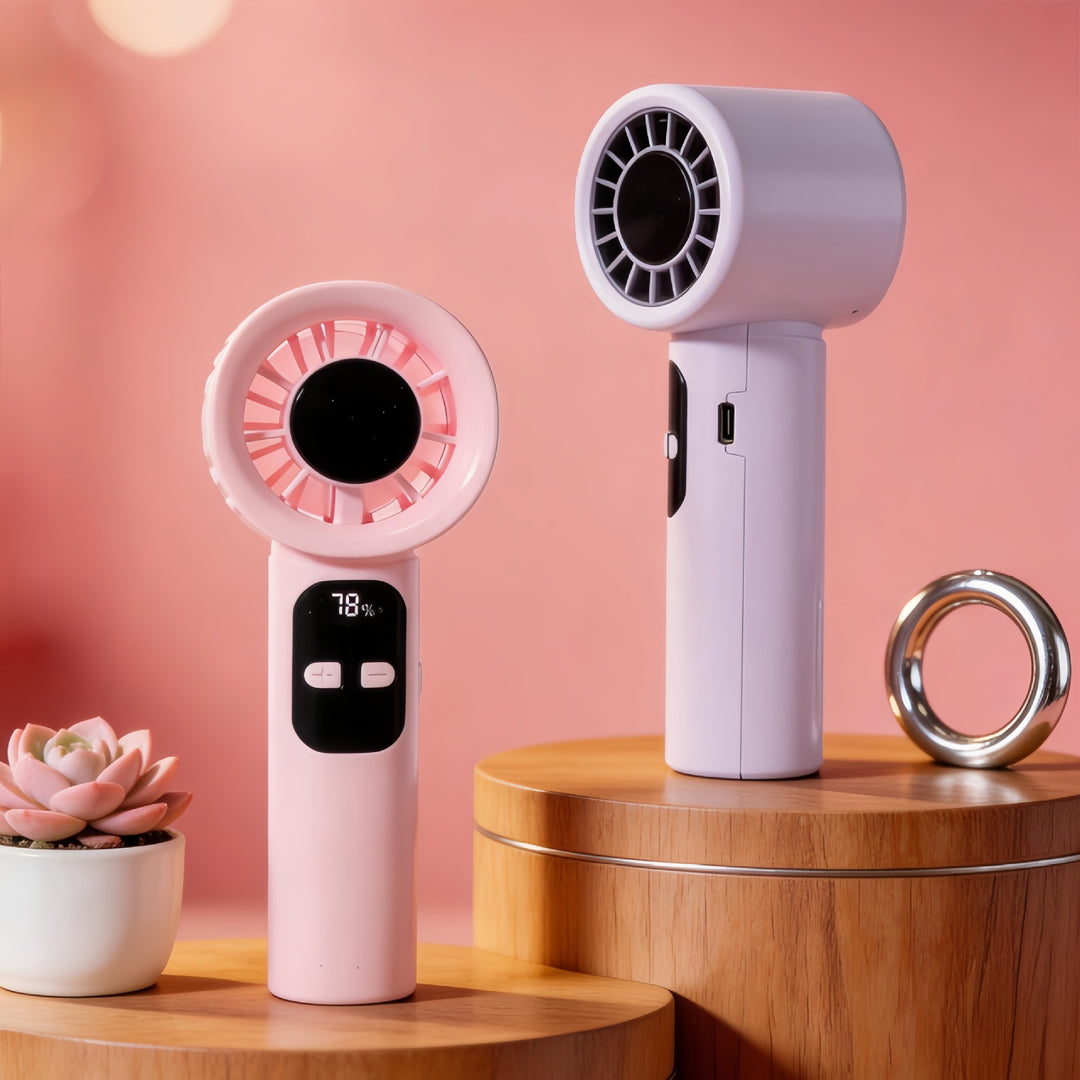 Ladies portable hand fan with digital speed display and ergonomic design Stornfield