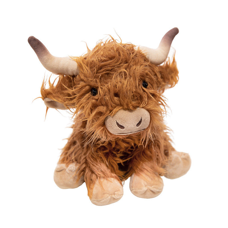 Plush Highland Calf Collectible Soft Toy with Curly Faux-Fur and Poseable Horns Stornfield