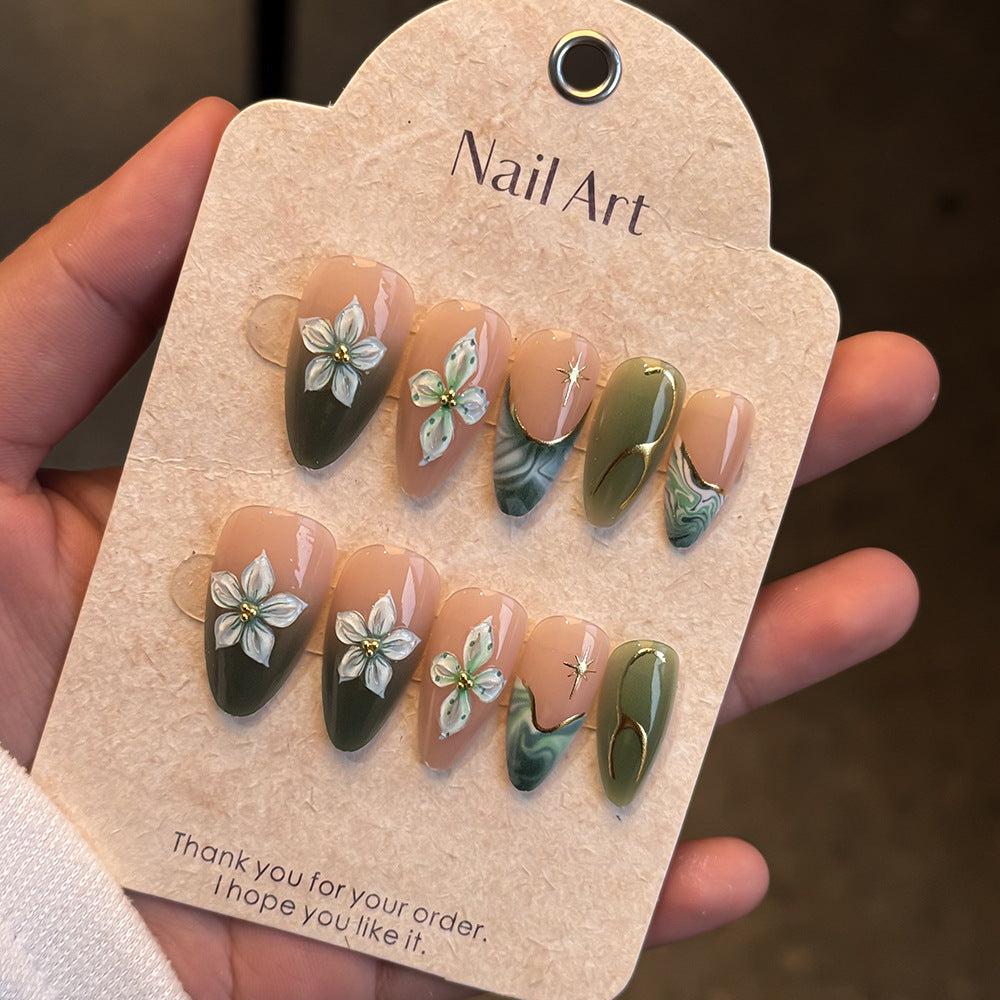 Elegant Floral-Detail Press-On Nails Stornfield