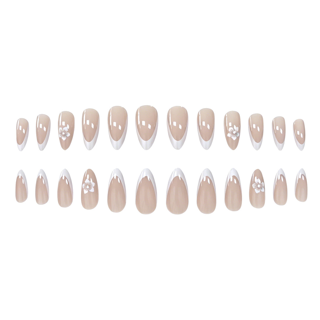 Elegant Floral French Tip Acrylic Nail Enhancements Stornfield