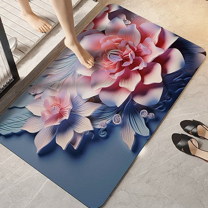 Soft Plush Floral Design Bath Mat