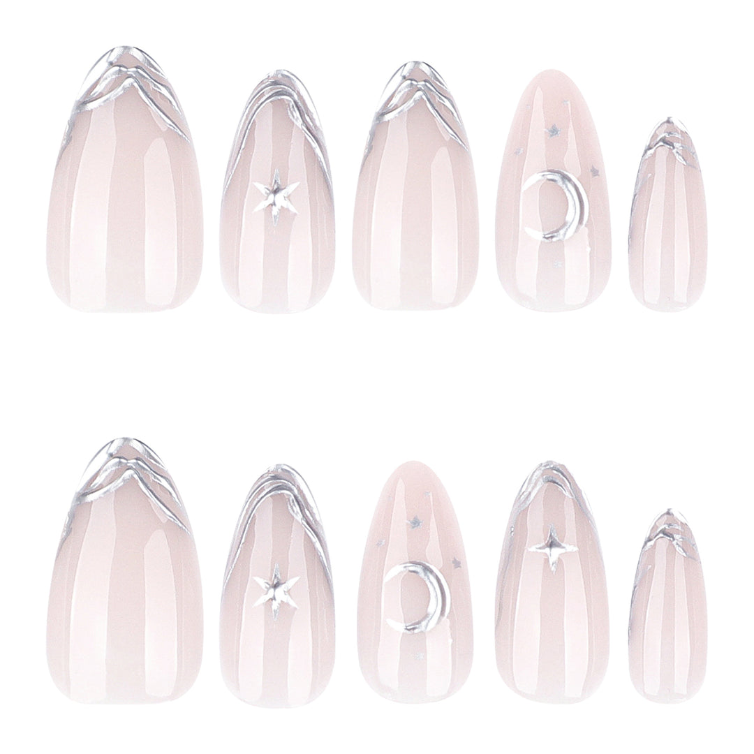 Elegant Nail Art with Moon and Star Designs Stornfield