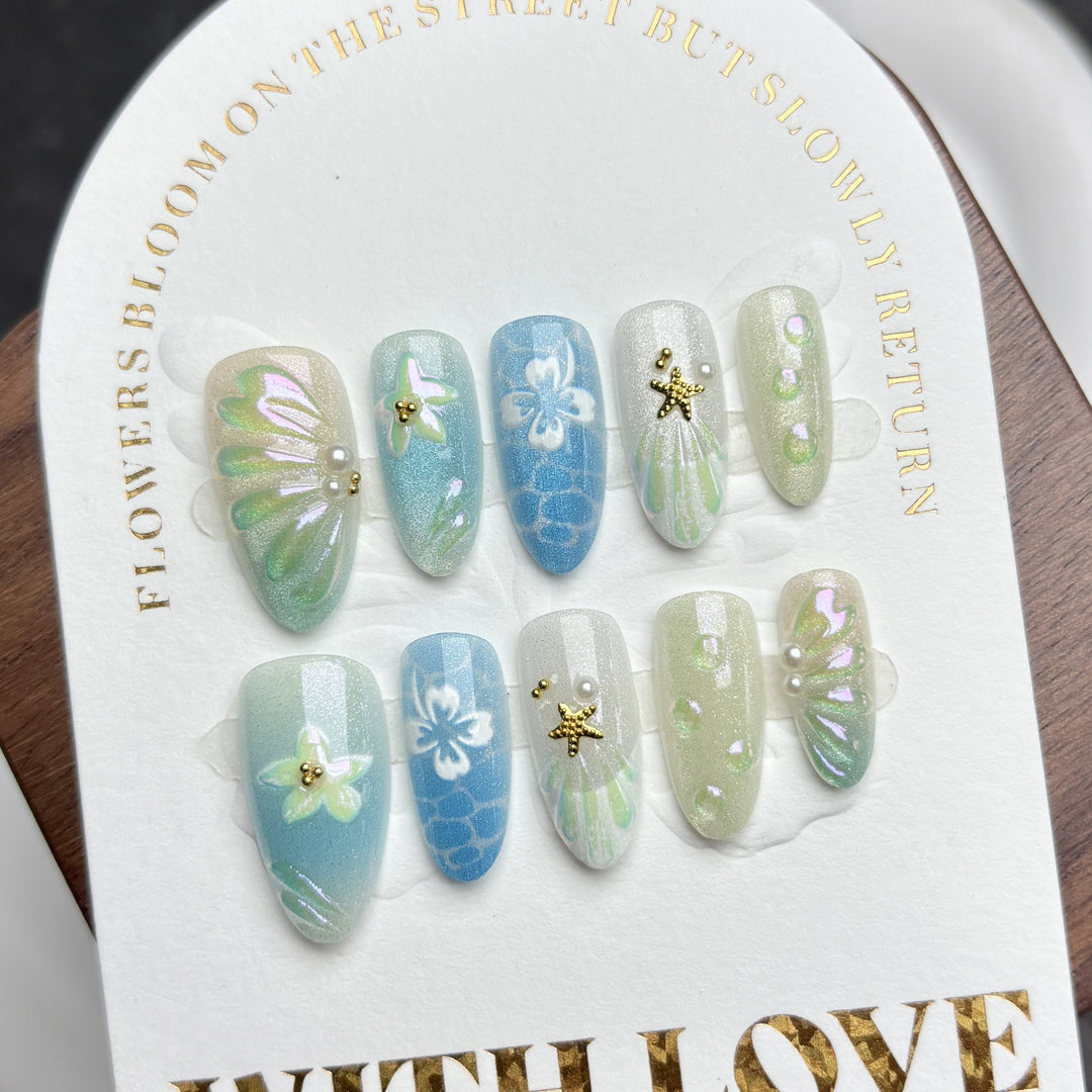 Decorative Press-On Nail Art Kit with Floral and Gem Designs