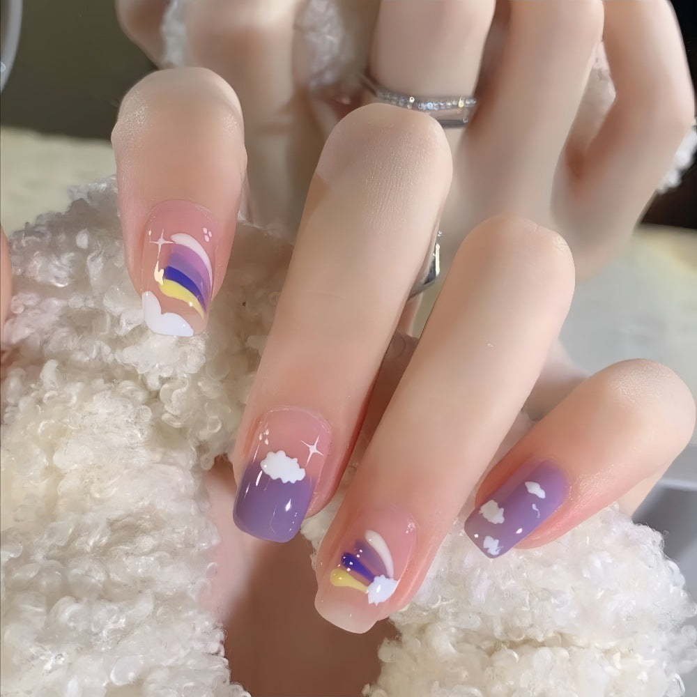 Creative Nail Art Set with colorful rainbow and cloud designs Stornfield